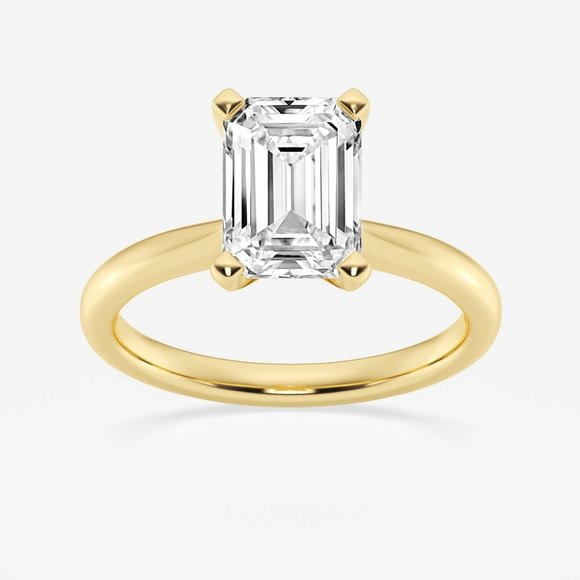 2 ctw Emerald Lab Grown Diamond Petite Solitaire Engagement Ring - Picture 3 of 6